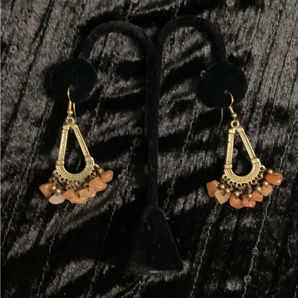 NWOT Boho Gold and Orange Dangle Earrings